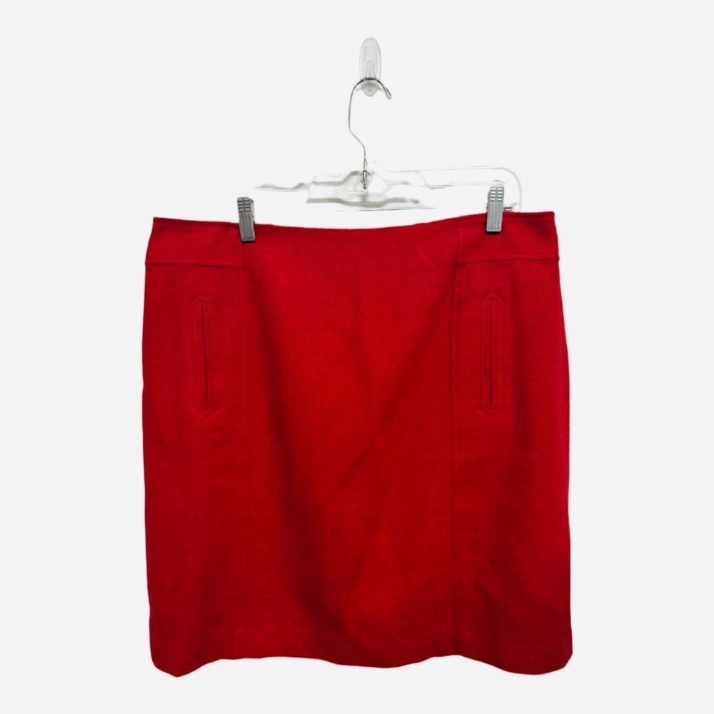 Talbots Womens Red Wool Blend Straight Pencil Skirt 16 Classic Holiday Preppy